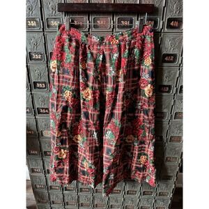 Vintage‎ TALBOTS Petites 14 Plaid Floral Rayon Winter Christmas Skirt